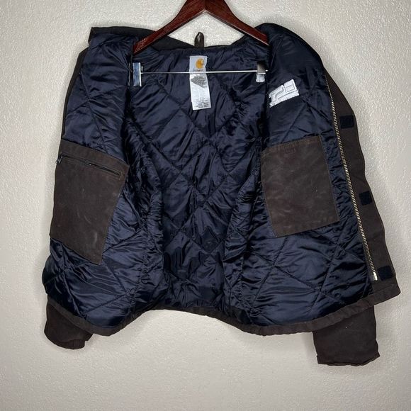 Vintage Carhartt J22 DKB Brown Canvas Quilt Lined Jacket Large - Picture 5 of 5
